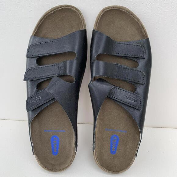 Wolky Nomad Sandals Flats Women's Size 42 Or 11 Black Leather Slip On - Picture 1 of 6